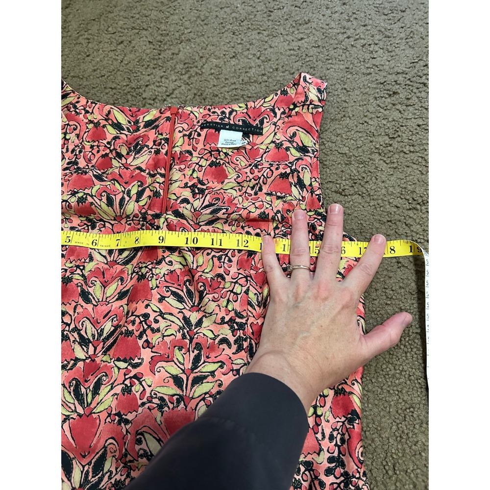 Peruvian Connection Pink Orange Floral Pima Cotton Sheath Dress Size 6 - Picture 6 of 8